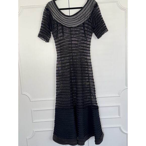 Selma Karaca One Of A Kind Spiral Mesh Black Maxi Dress Sz M - Picture 3 of 8